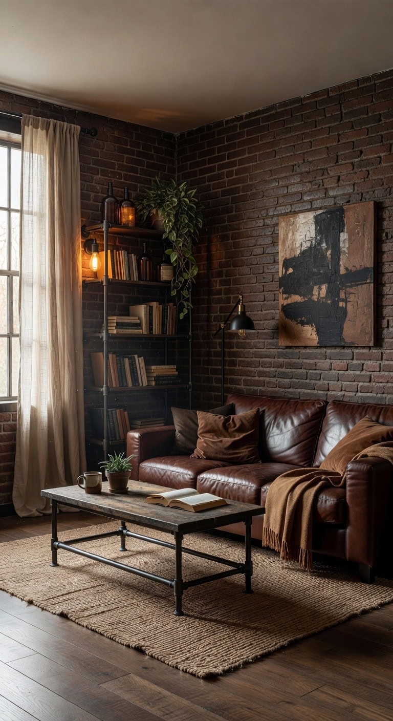 industrial brown living room
