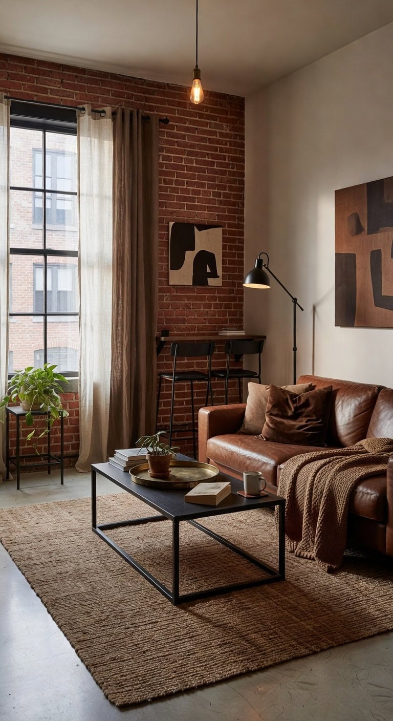 industrial brown living room