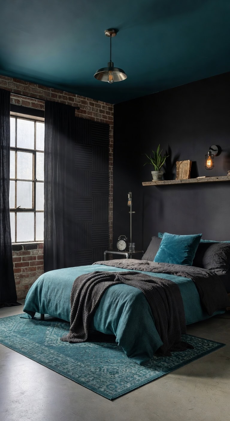 industrial chic teal retreat