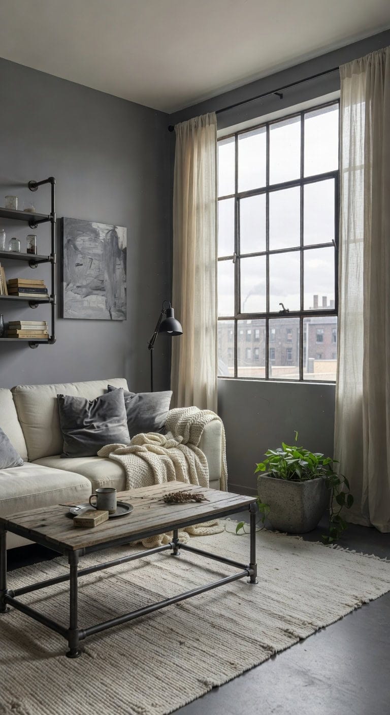 industrial grey cream livingroom