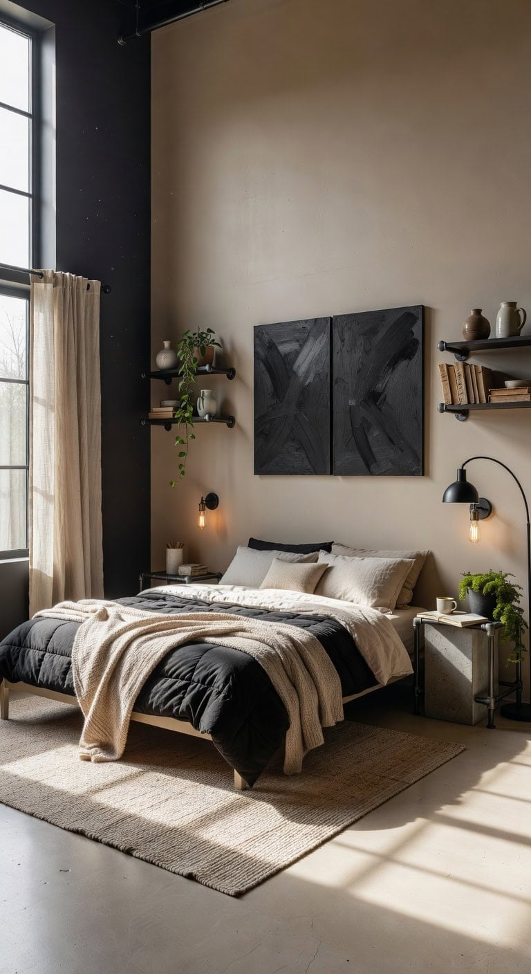 industrial loft bedroom sanctuary