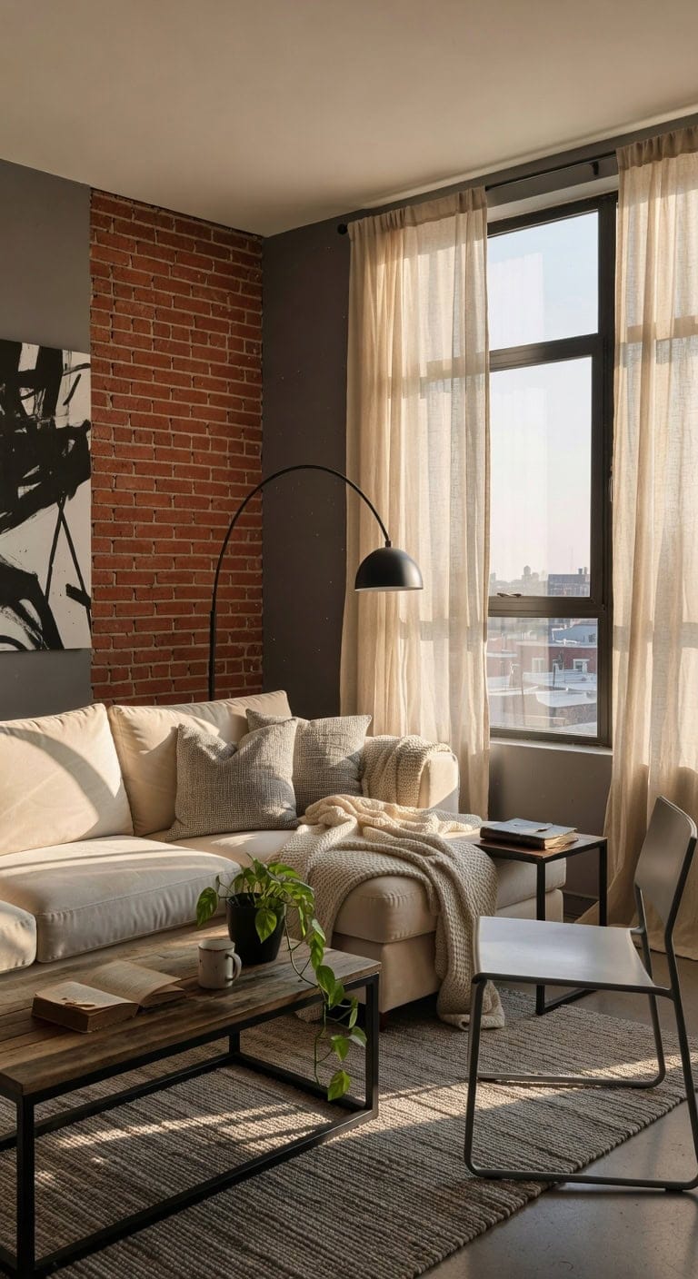 industrial loft cozy livingroom