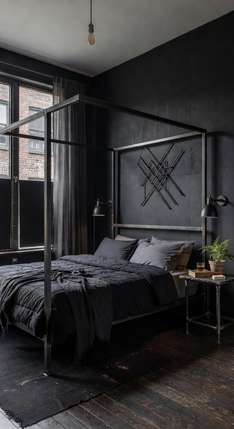 industrial metal bedroom sanctuary