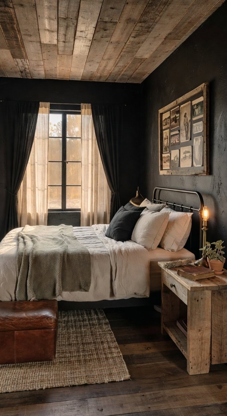 ink black sun bleached bedroom