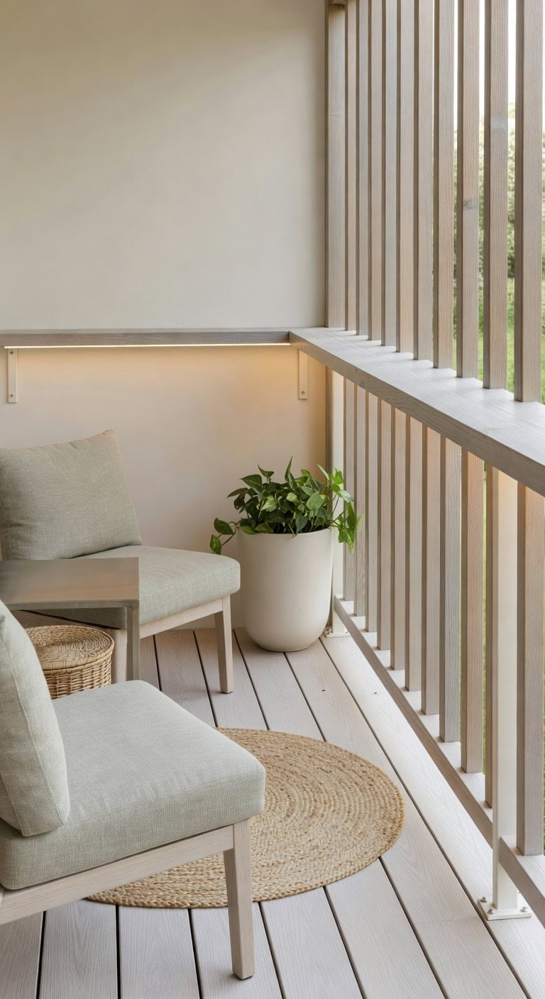 ivory and ashen minimalist balcony