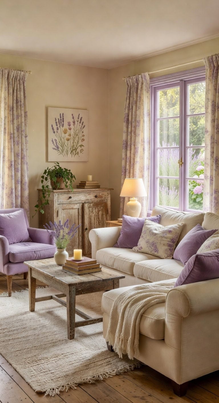 ivory lavender rustic living