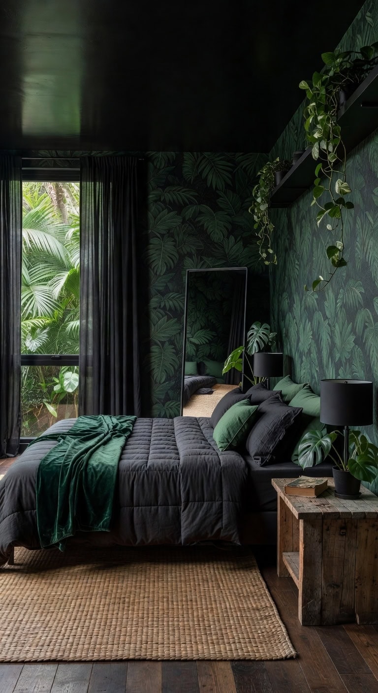 jungle themed black bedroom