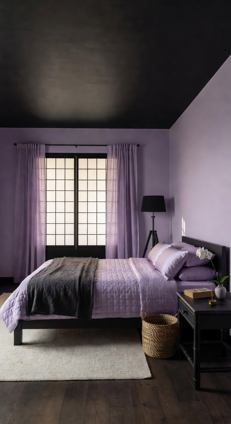 lavender black zen bedroom