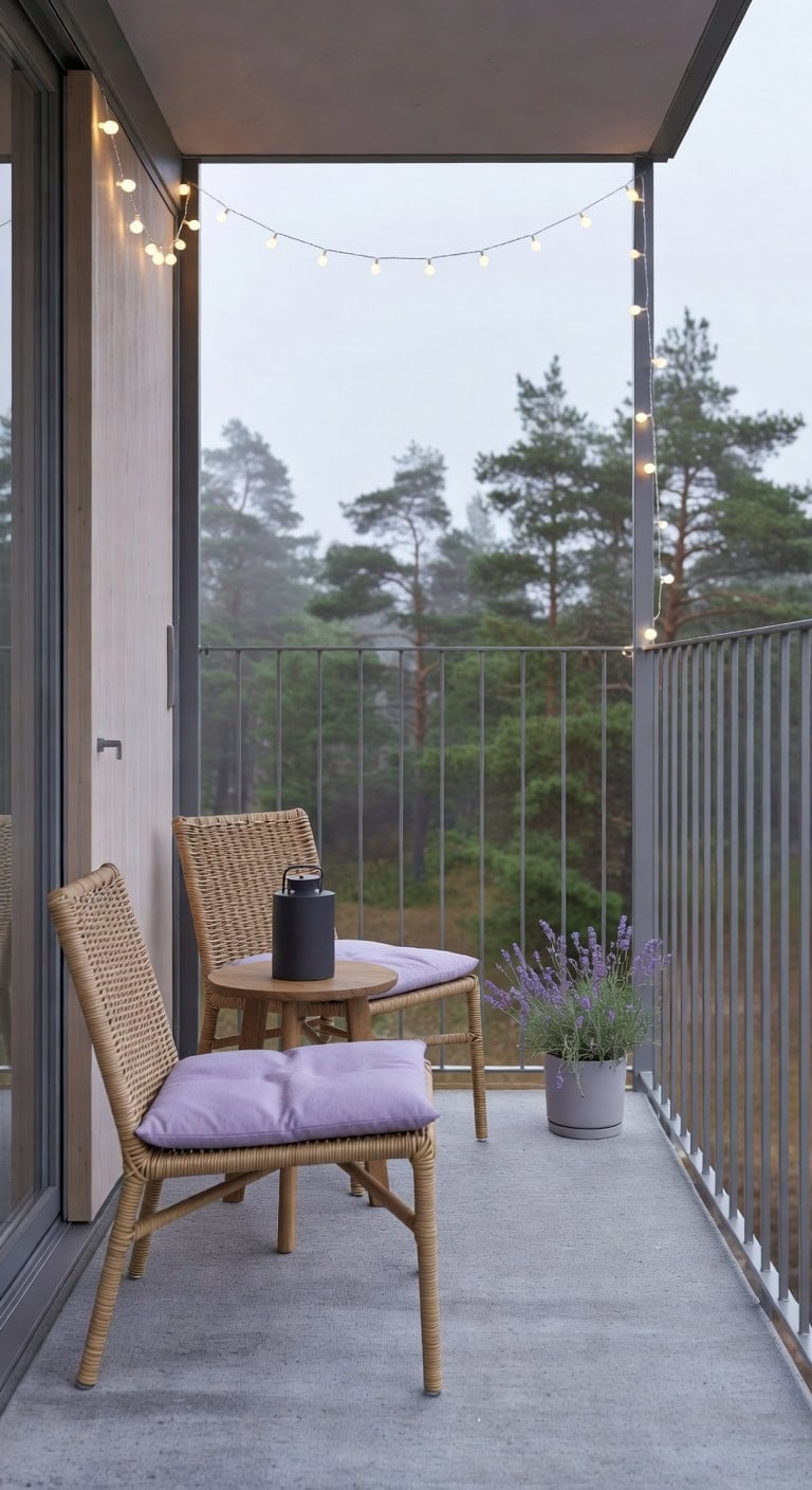 lavender gray scandinavian mini balcony