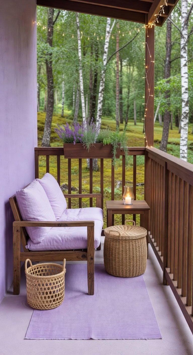 lavender walnut scandinavian balcony