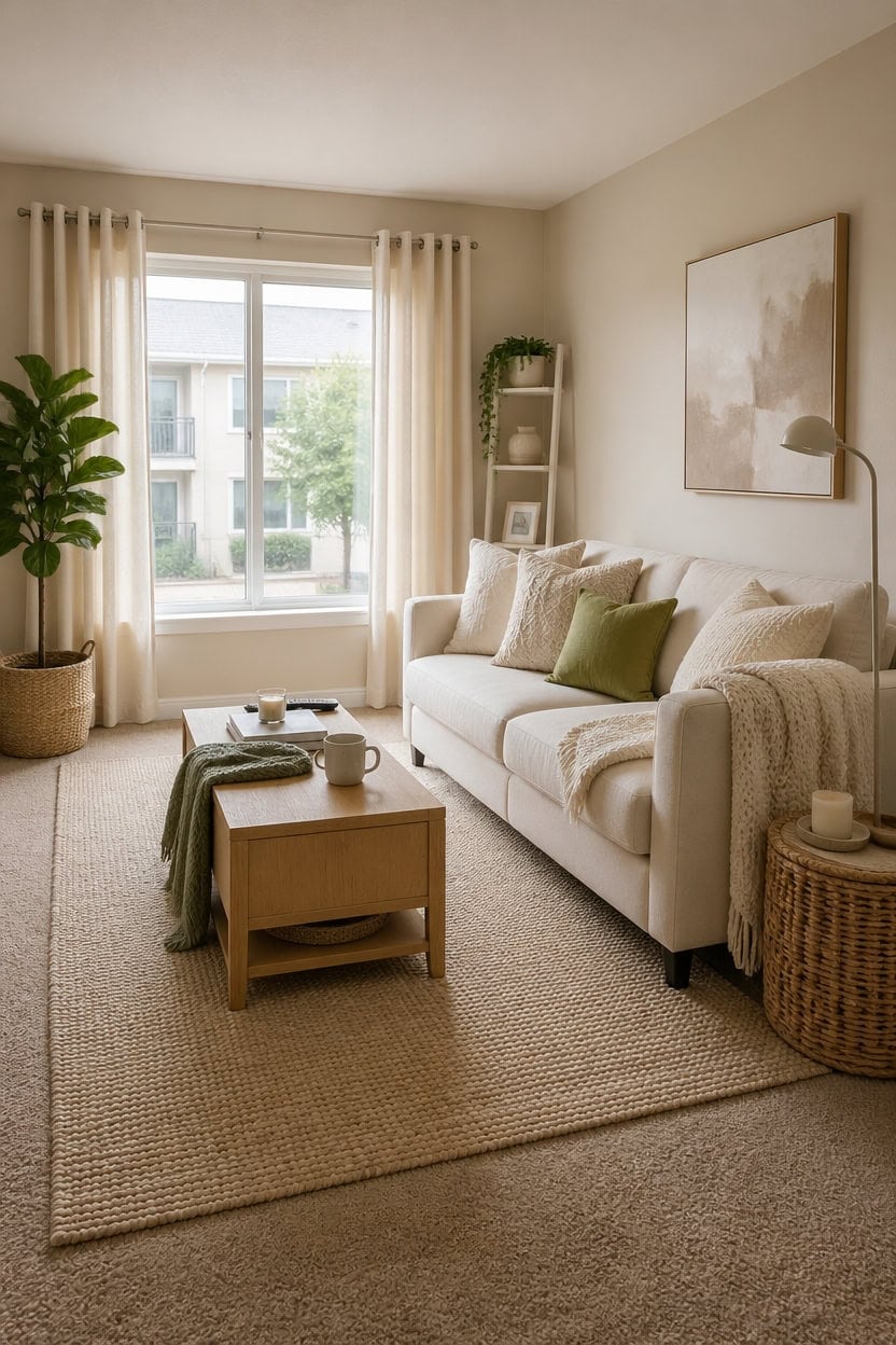 layer cream rug safely