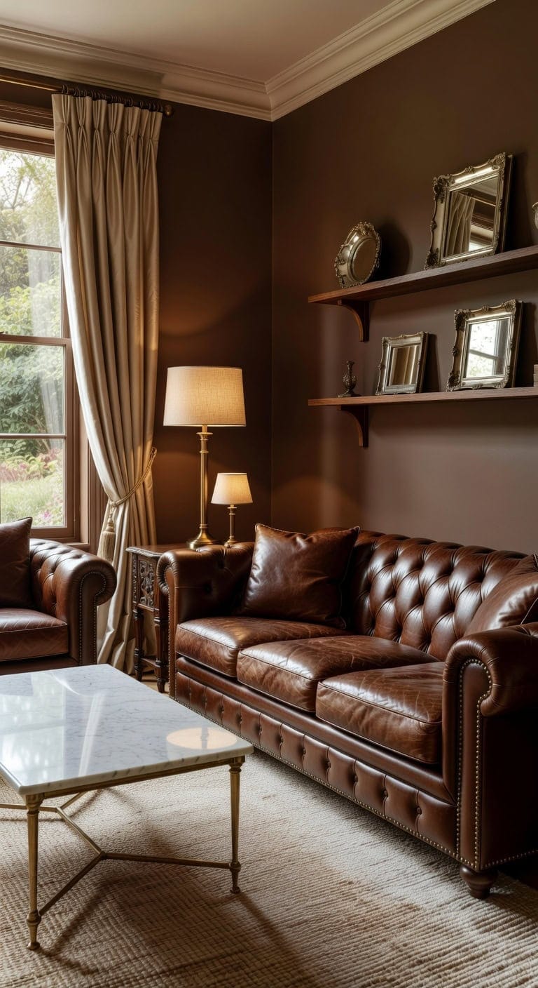 leather chesterfield marble accents