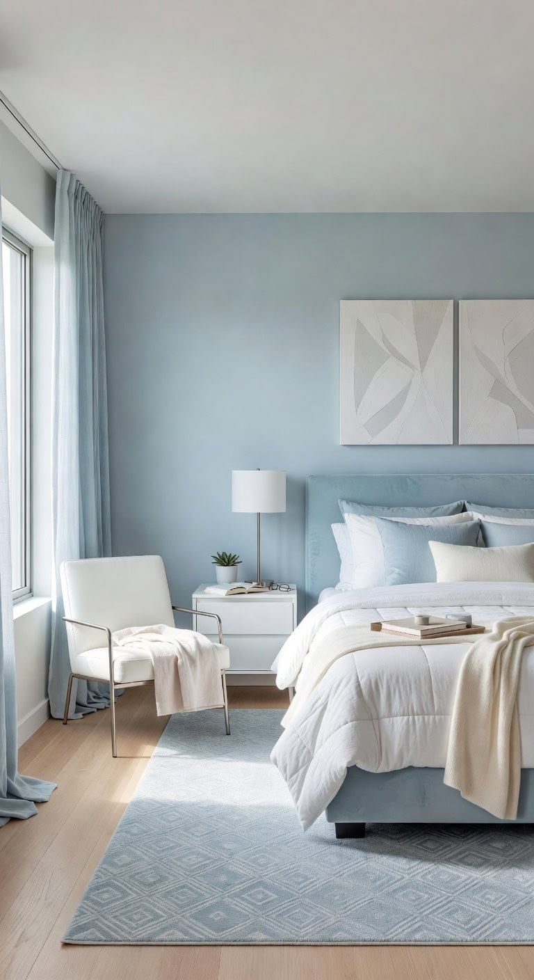 light blue contemporary bedroom
