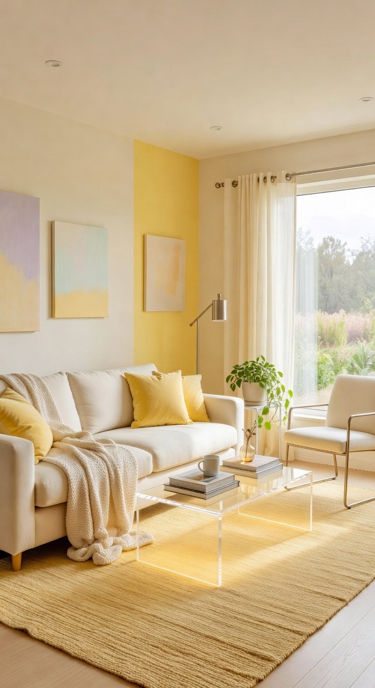 light cream soft yellow living room
