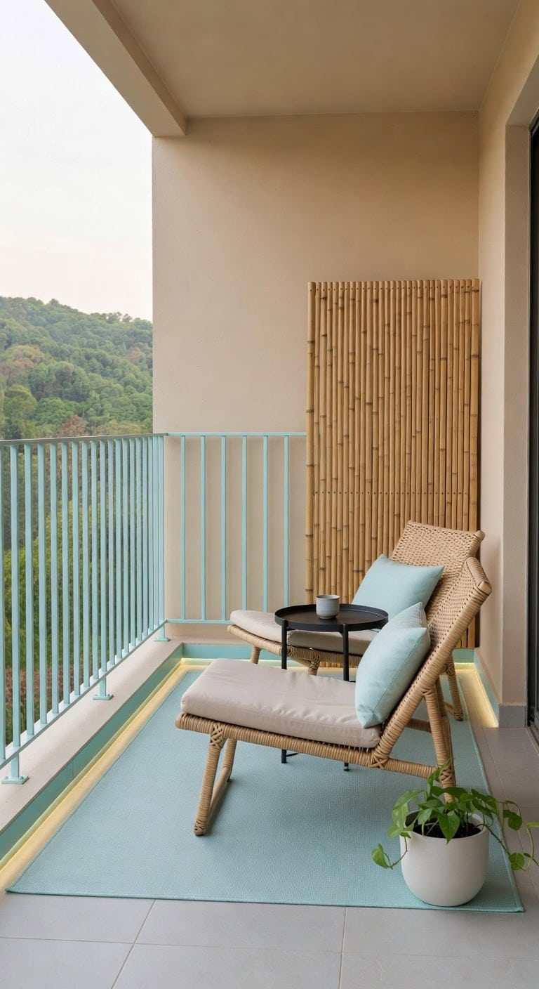 light cyan bamboo zen balcony