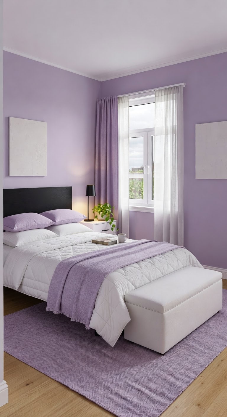 lilac white floating headboard