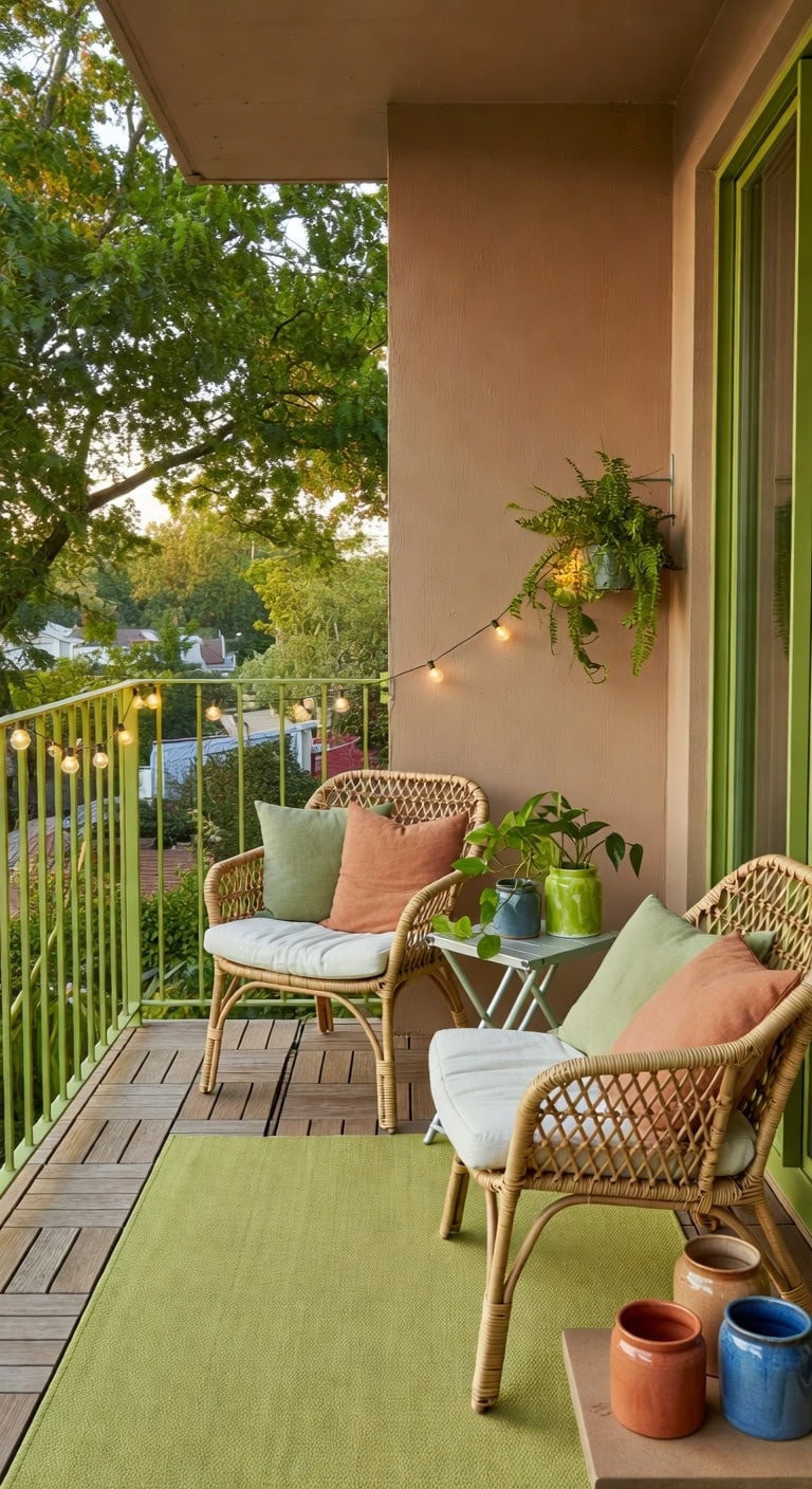 lime green boho oak balcony