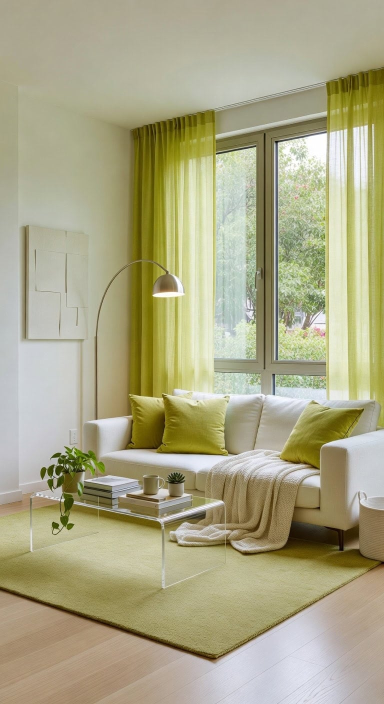 lime green modern living room