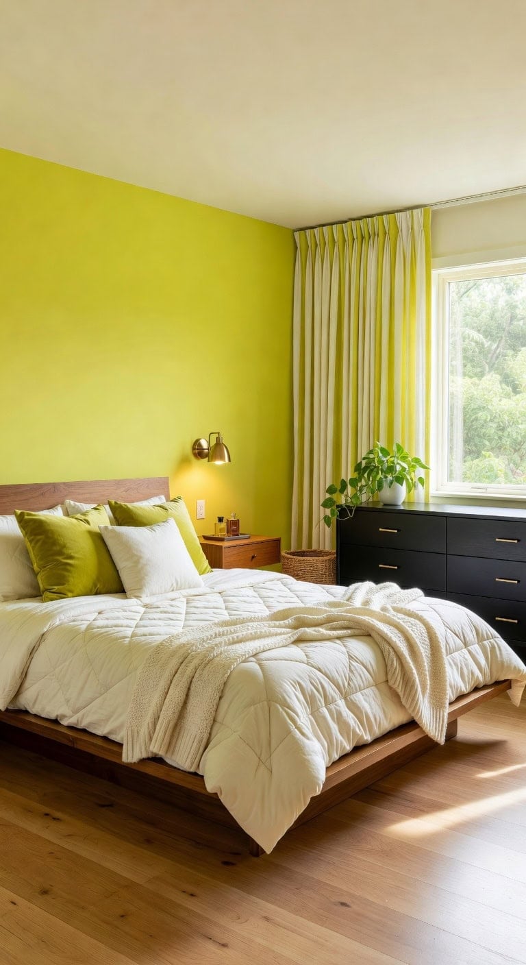luminous lime ivory bedroom