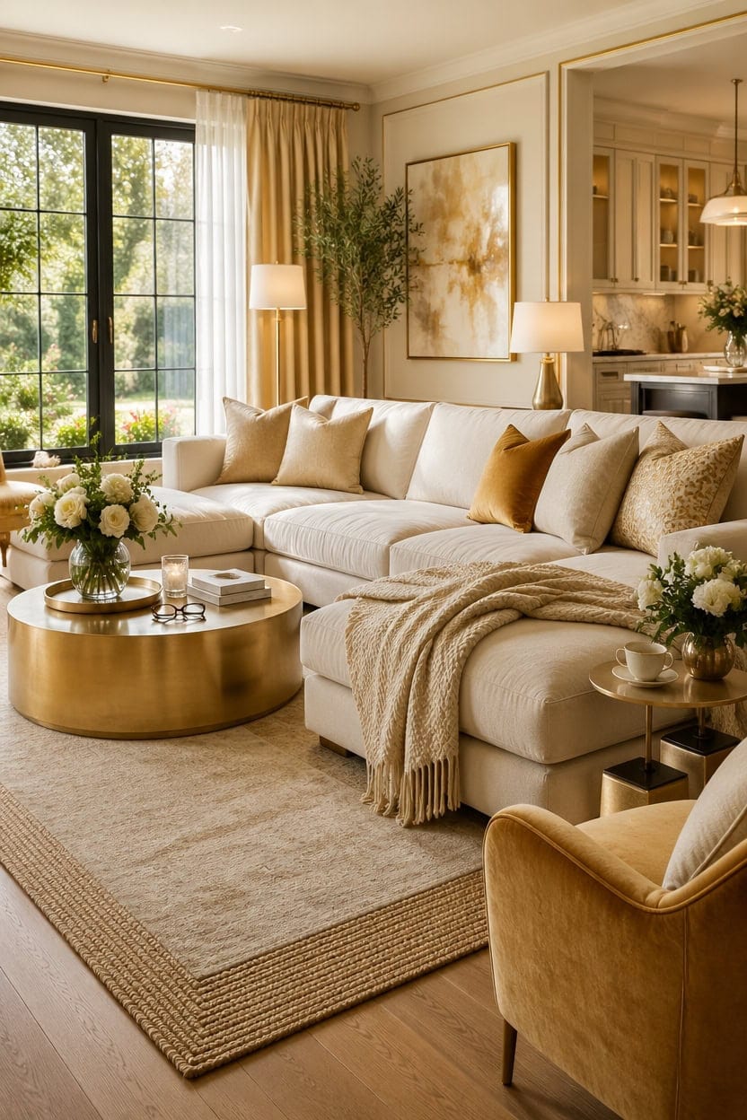 luxe cream gold textiles