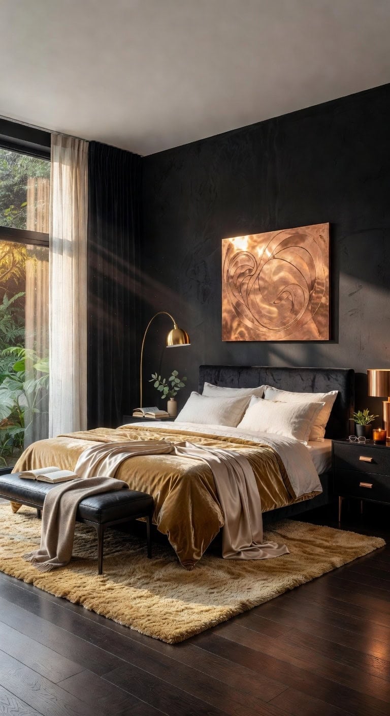 luxurious metallic bedroom makeover