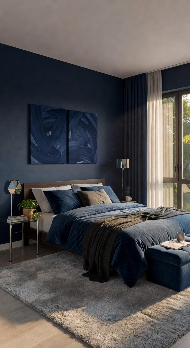 luxurious navy velvet retreat
