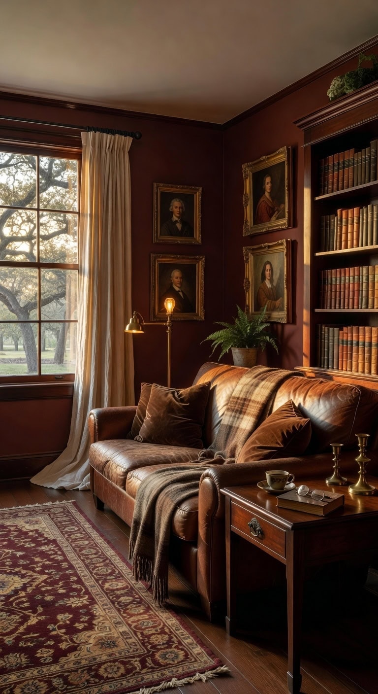 mahogany accented traditional living