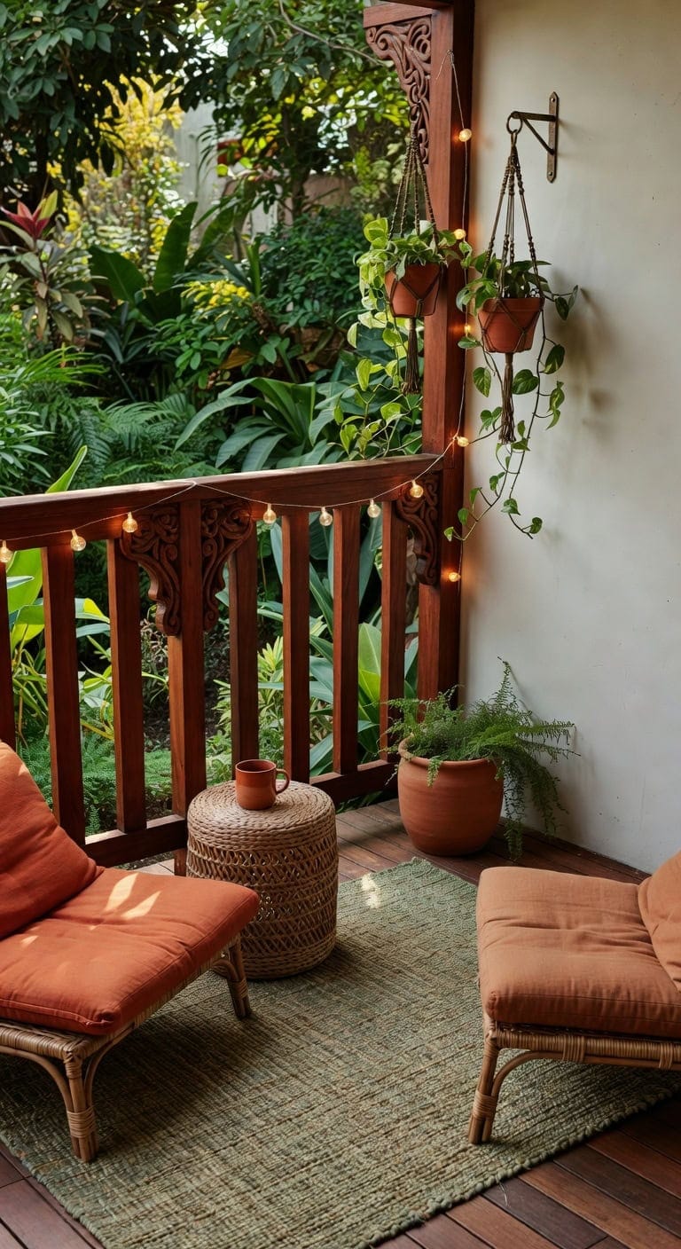 mahogany and boho green balcony