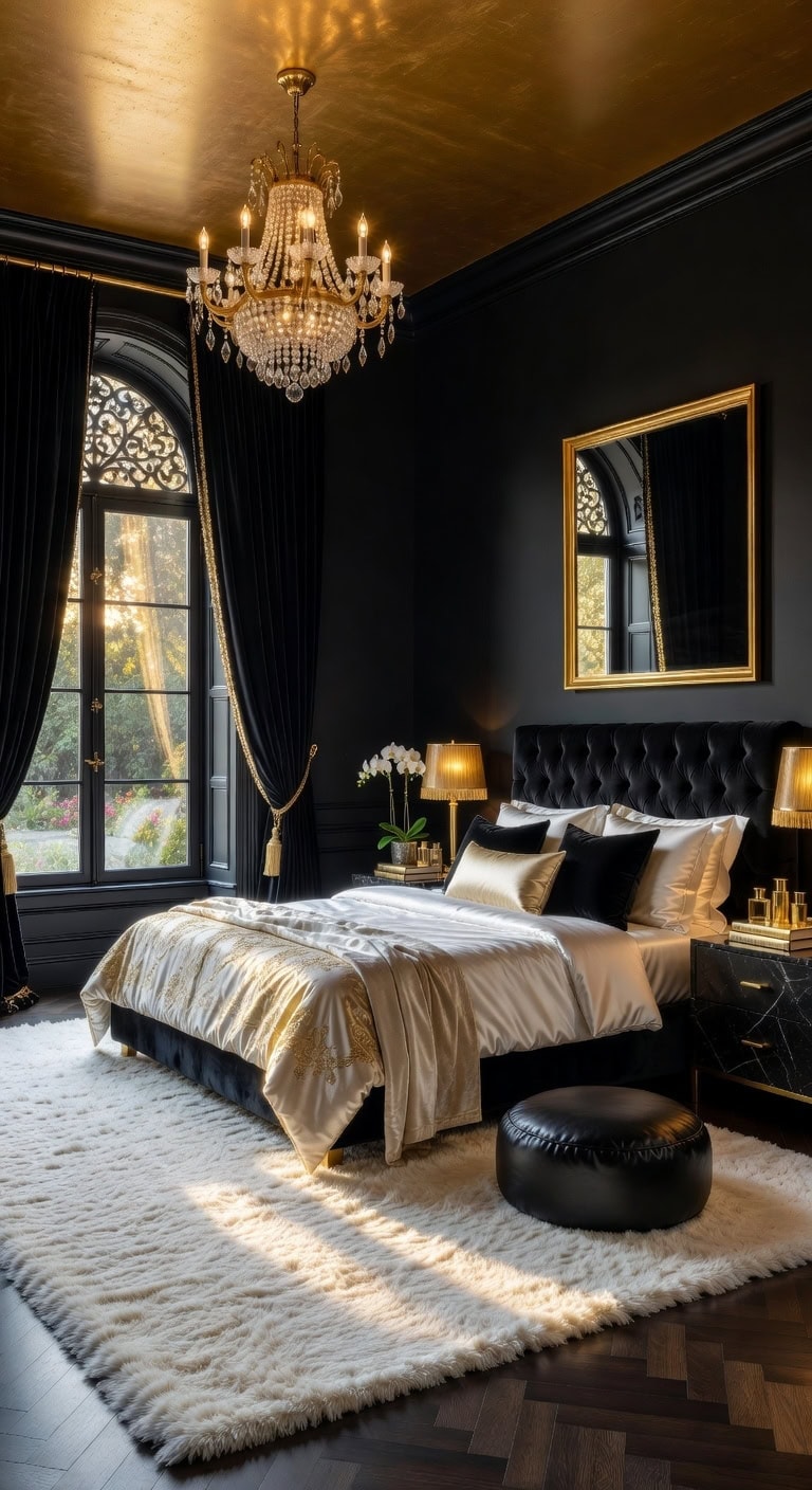 majestic black gold bedroom