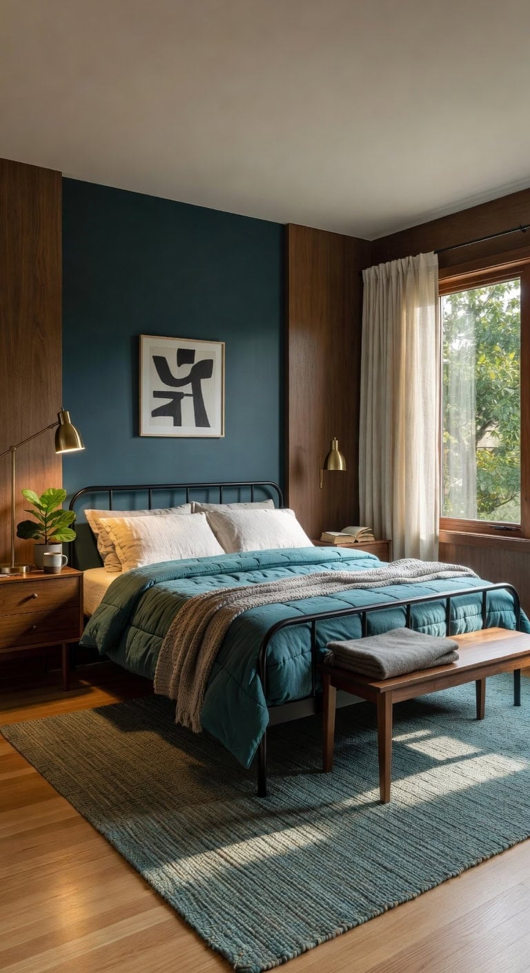 mid century black bed retreat