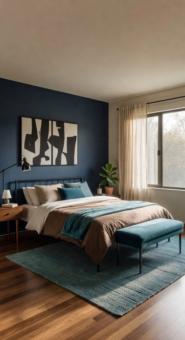 mid century black metal bedroom