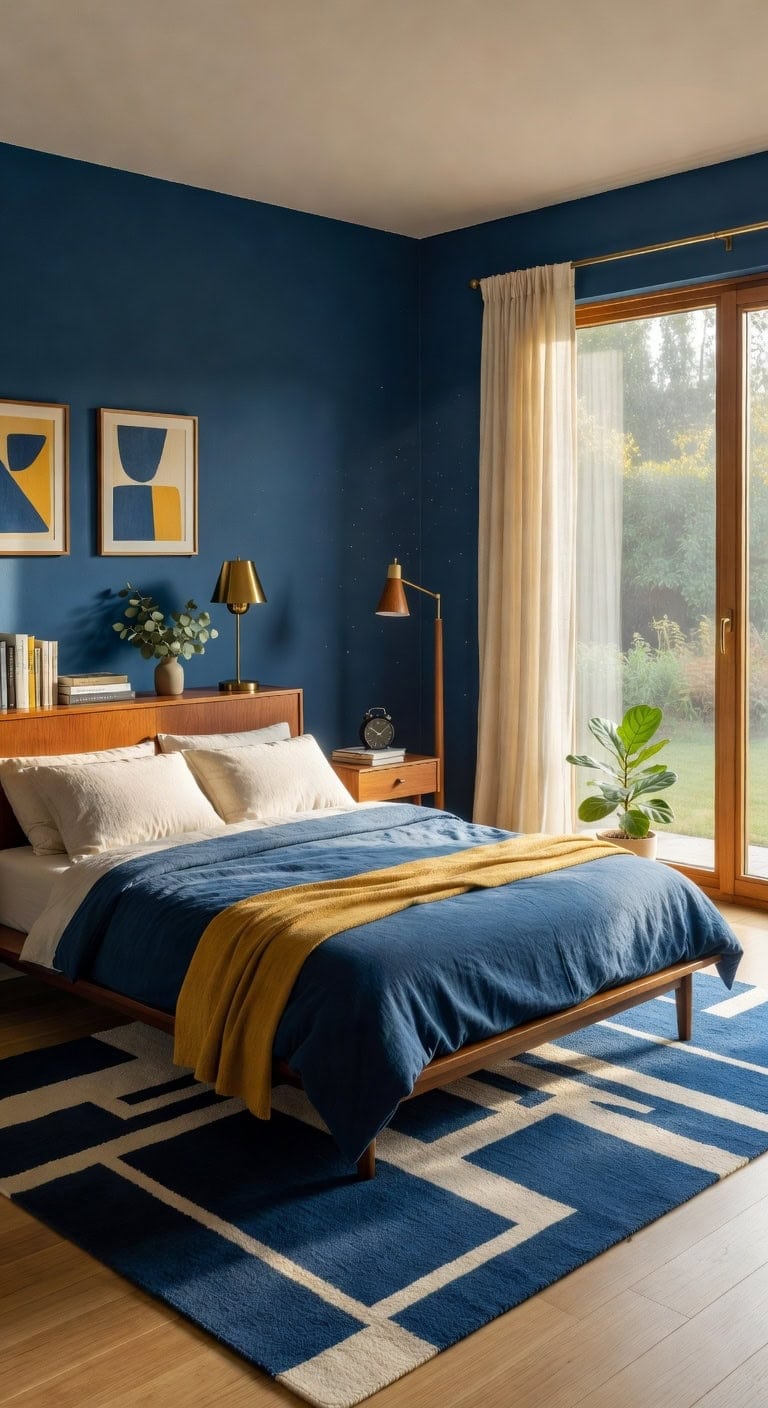 mid century deep blue sanctuary