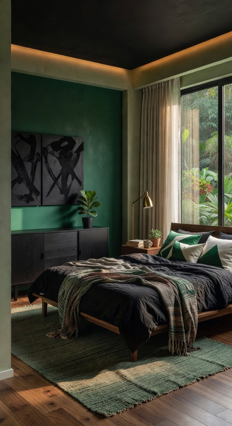 mid century green black retreat