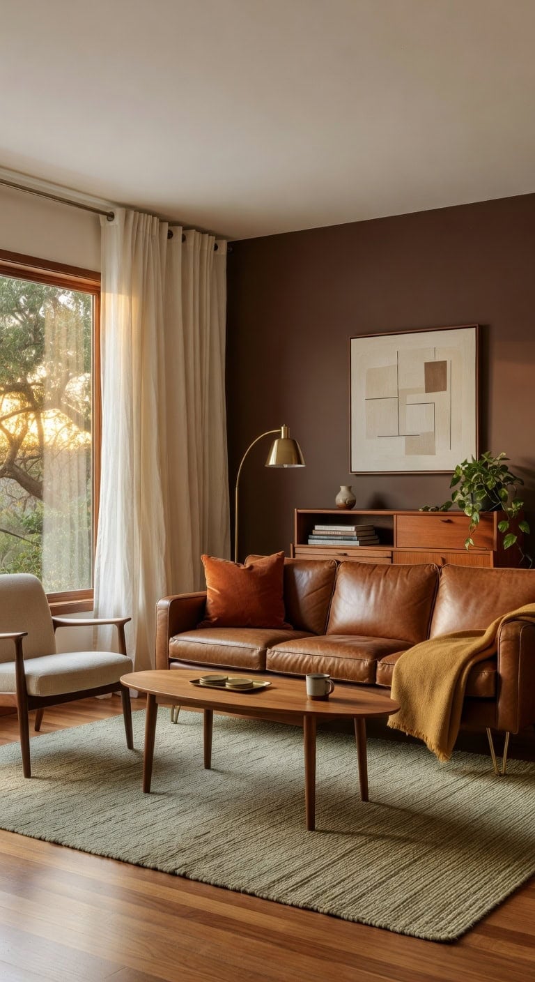 mid century leather teak elegancemid century leather teak elegance