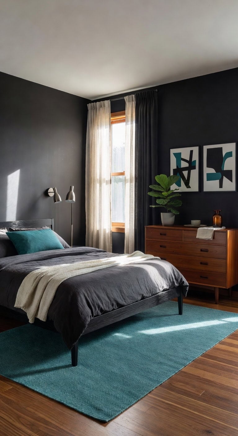 mid century teal accents