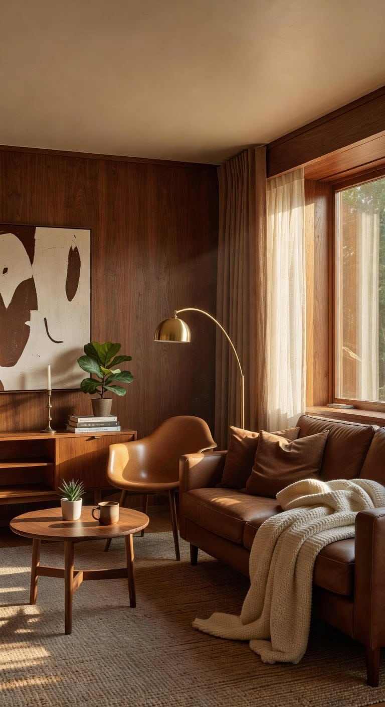 mid century walnut living room