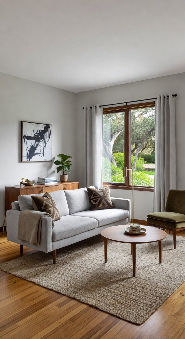 mid century walnut living room