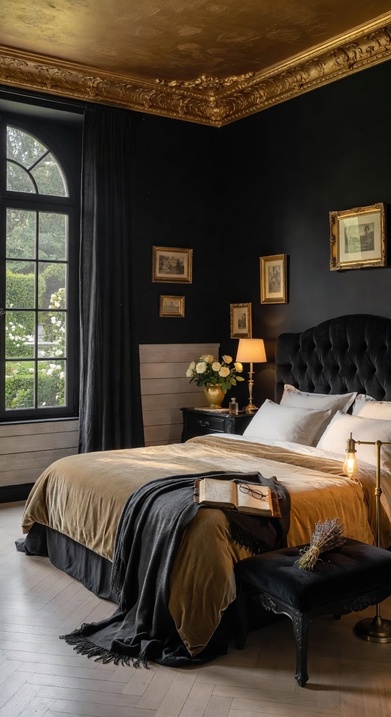 midnight black french country elegance