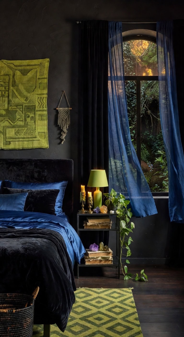 midnight black lime boho