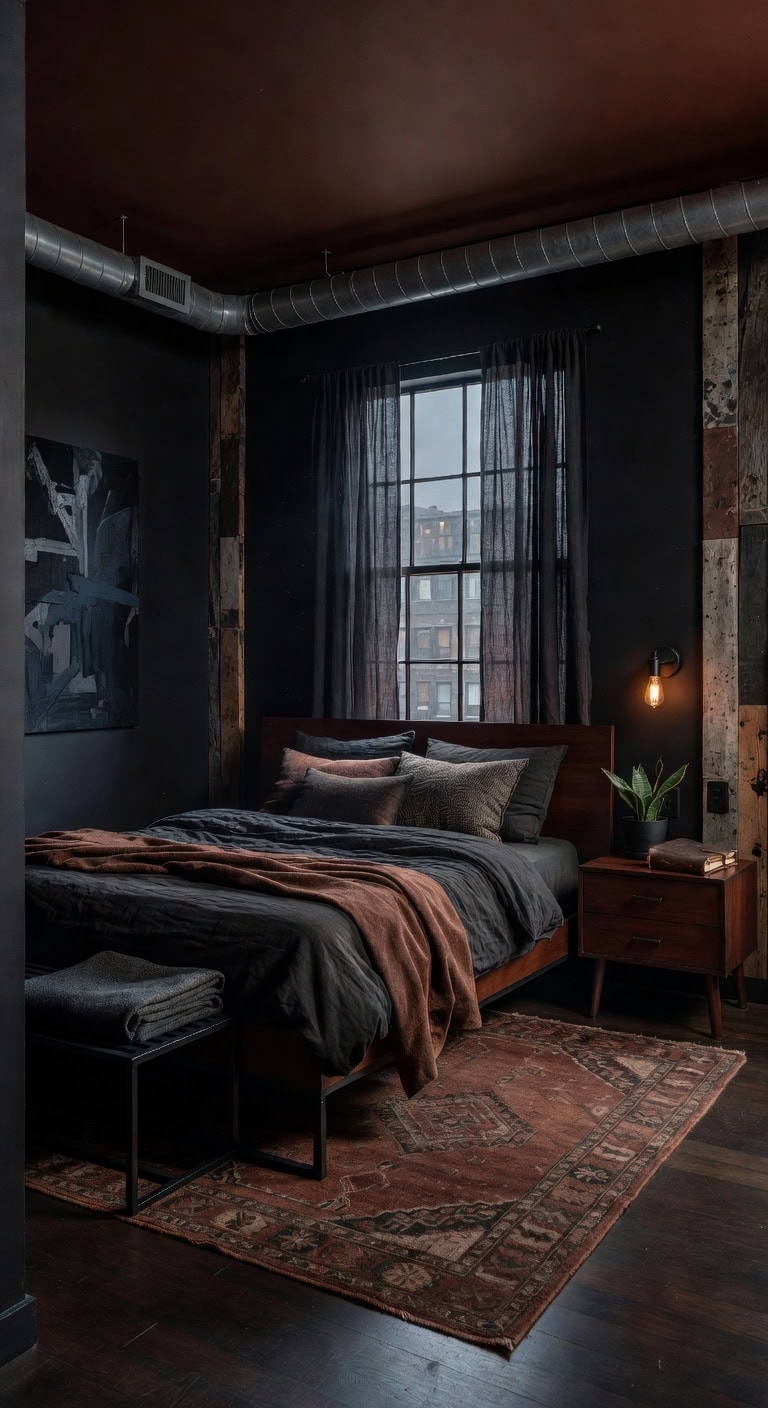 midnight black mahogany bedroom