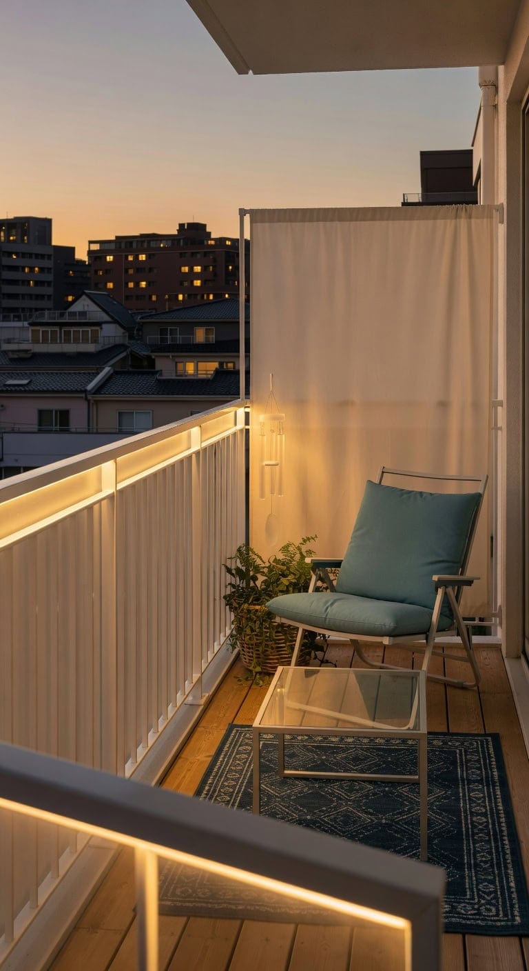 minimalist white balcony lighting
