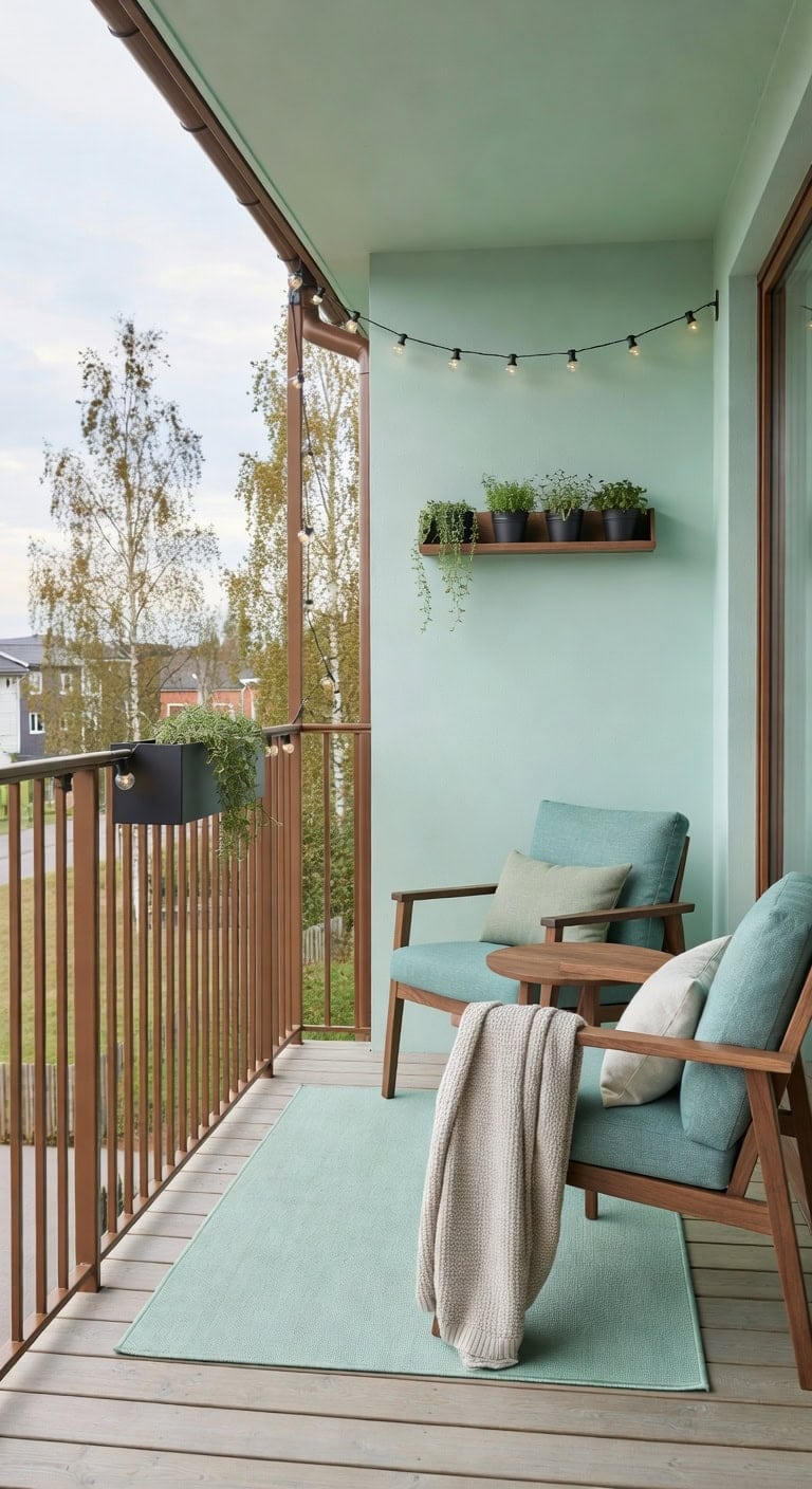 mint green scandinavian walnut nook