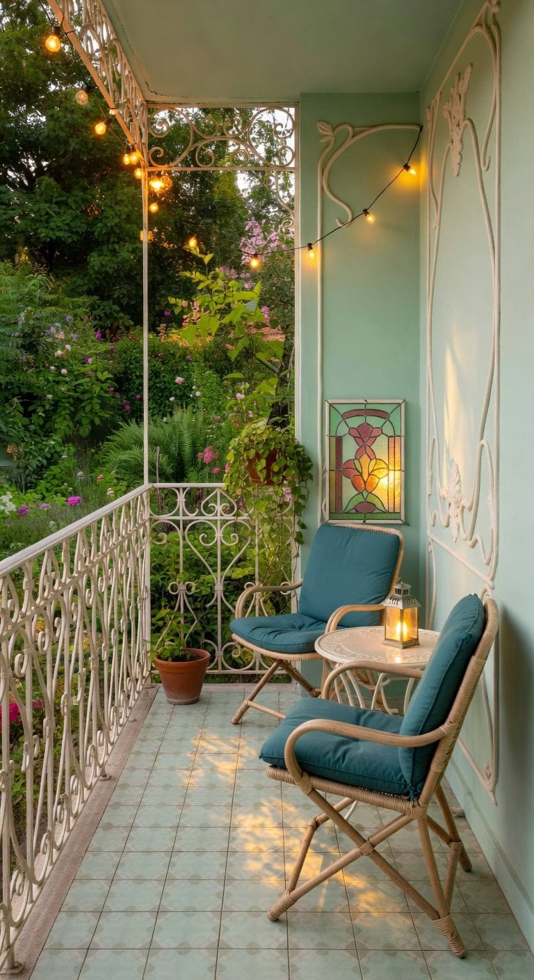 mint kissed art nouveau balcony