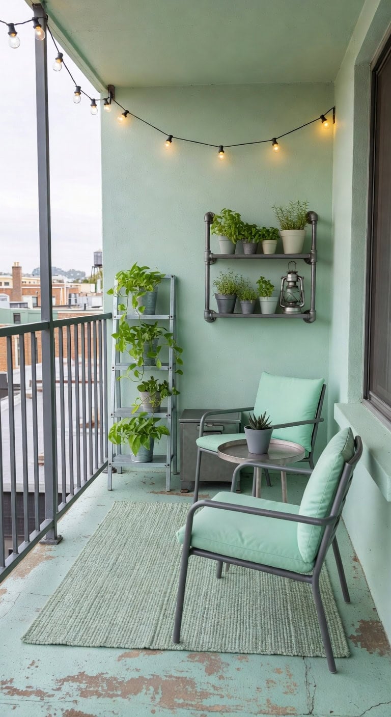 mint slate industrial balcony