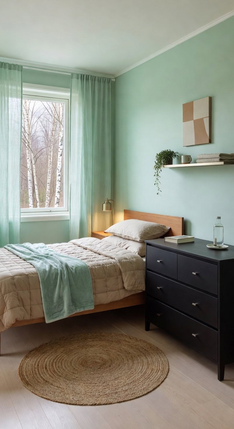 mint walls brown wood