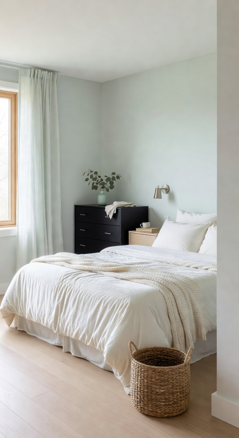 mint white bedroom black dresser