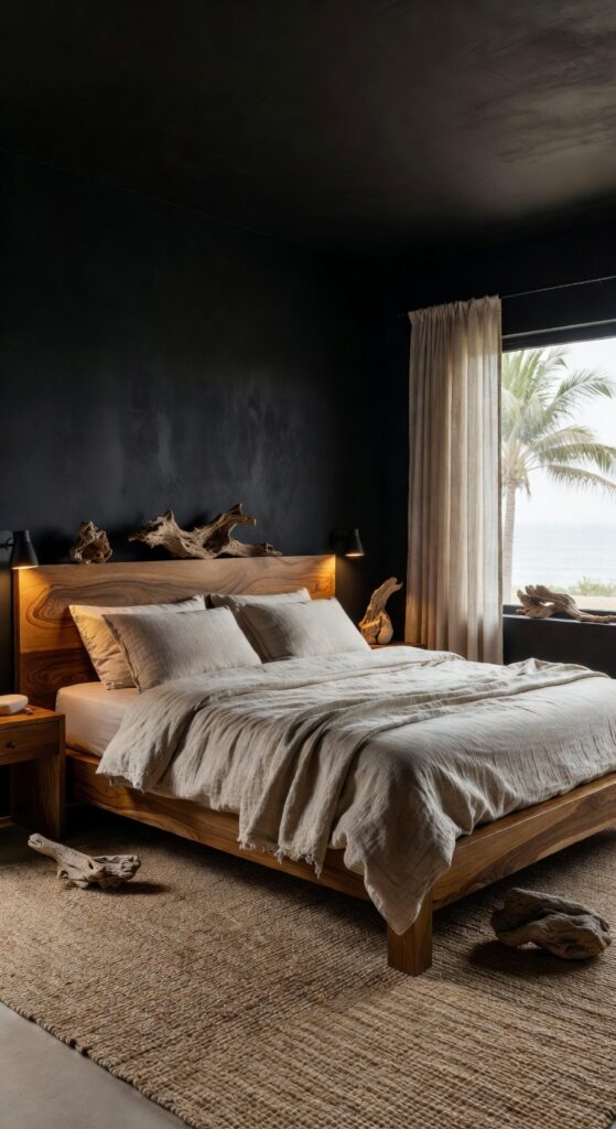 23 Black and Wood Bedroom Ideas That Mix Textures