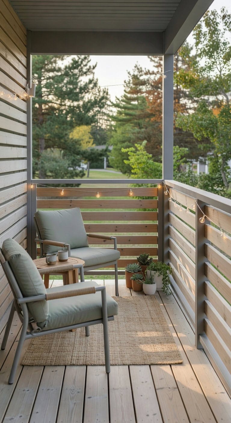 modern gray pine balcony