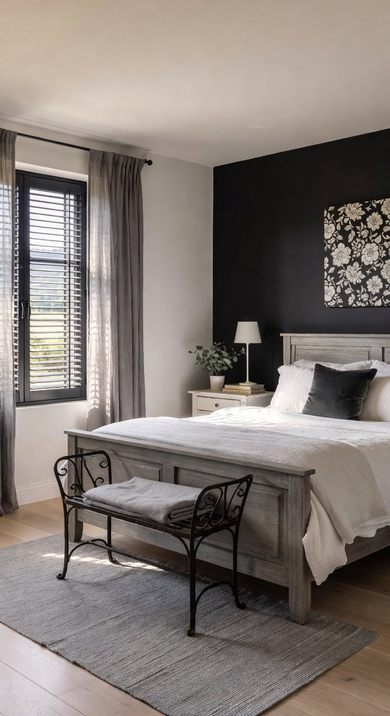 monochrome french country bedroom