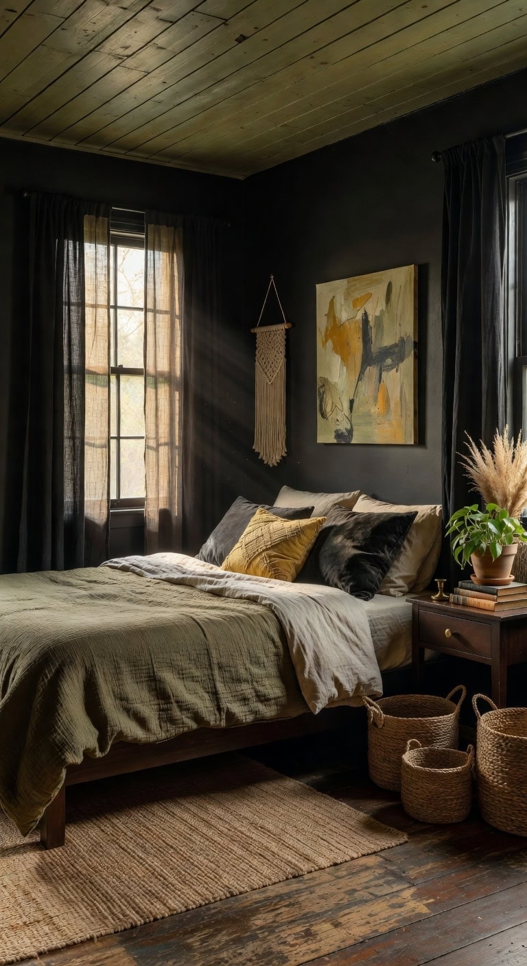 moody black olive boho